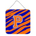 Micasa Letter P Initial Tiger Stripe Blue Orange Aluminium Metal Wall Or Door Hanging Prints MI629109